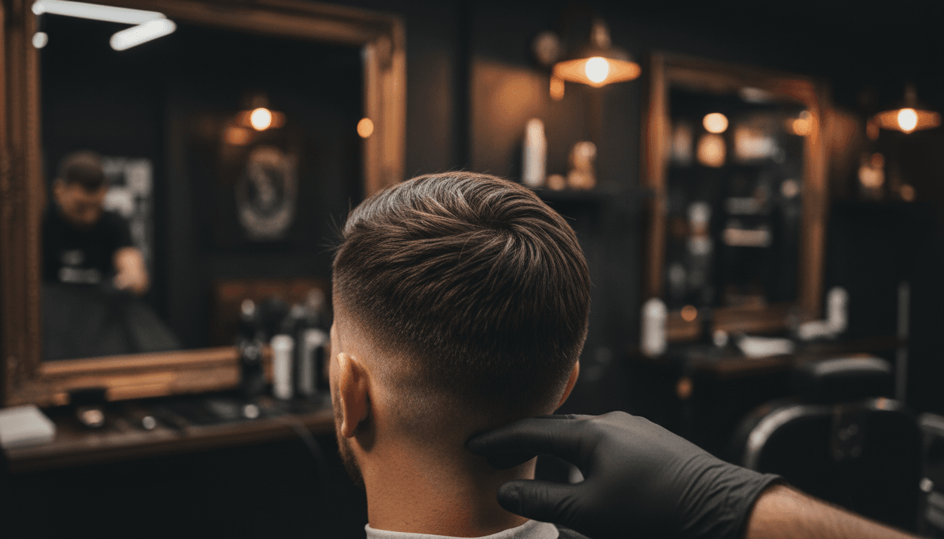 Detalle de un skin fade recién terminado en la nuca